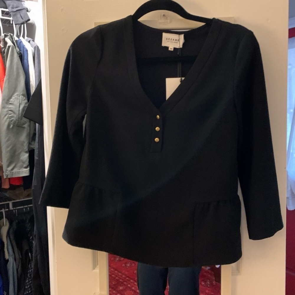 SOLD Sezane Bluebelle top, black, size 34(2-4 US)